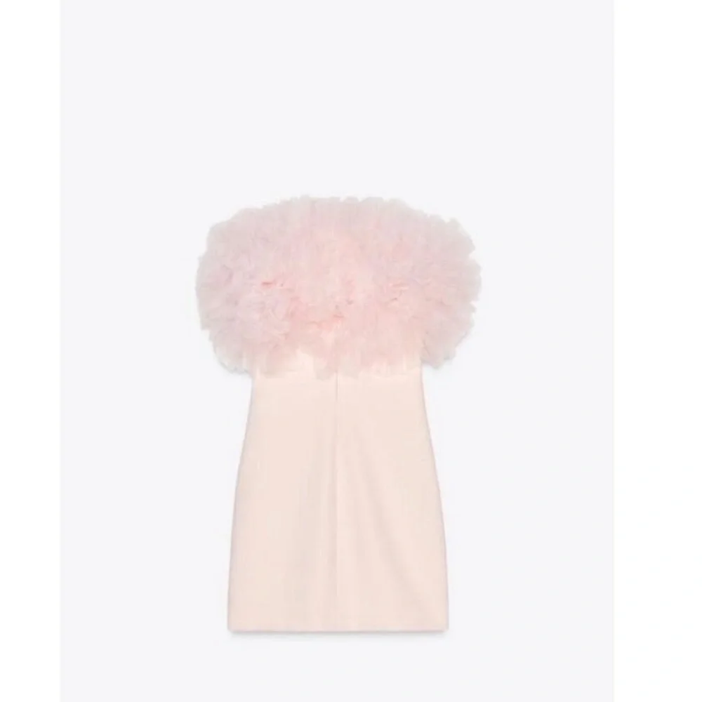 NWT ZARA SHORT TULLE VOLUMINOUS Mini DRESS Pastel Pink Size Small 4772/334 - Picture 7 of 10